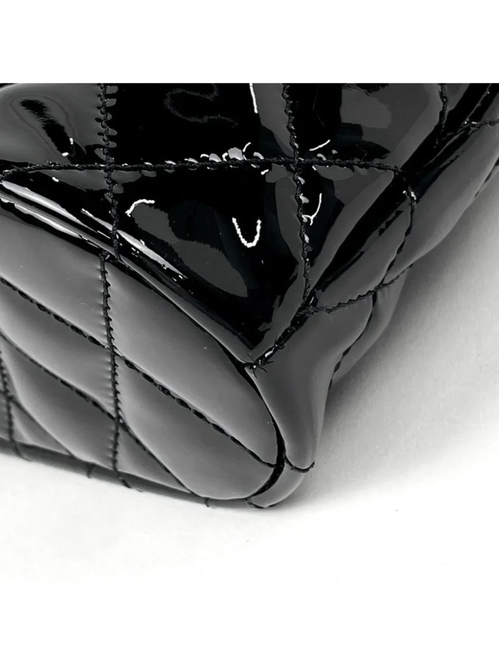 Chanel CC Logo Handbag Chain 2-Way Enamel Patent Leather Black